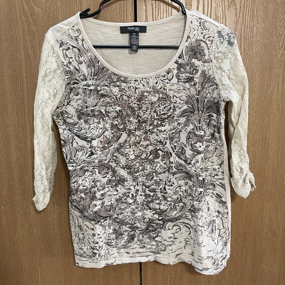 Style & co. Y2K Unique Printed Top